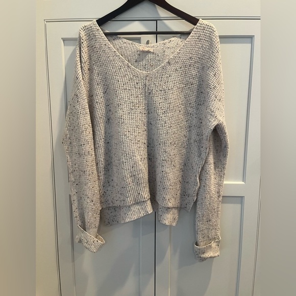 For Thee Womens Size L Waffle Knit V-neck Sweater beige - Picture 1 of 7